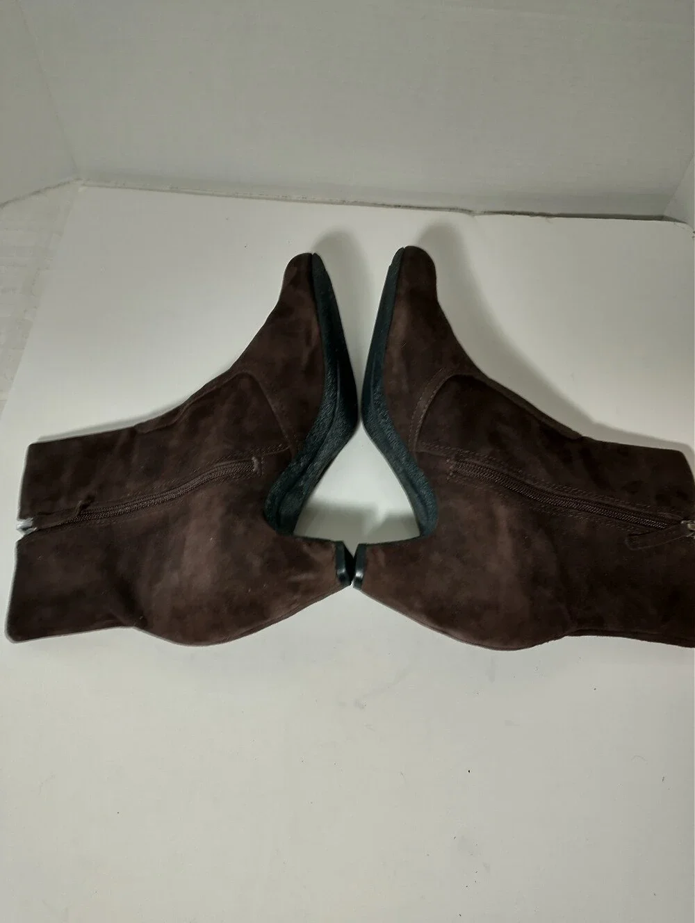 Women's Brown‎ Suede Leather Ankle Boots, Size 10, Heeled, Rounded Toe
